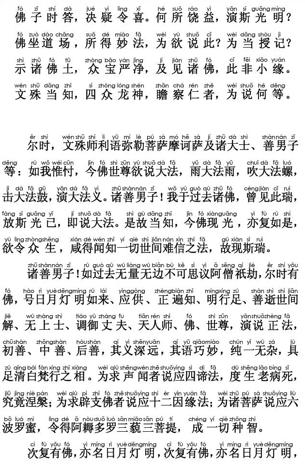 妙法莲华经卷第一；序品第一(注音版) 