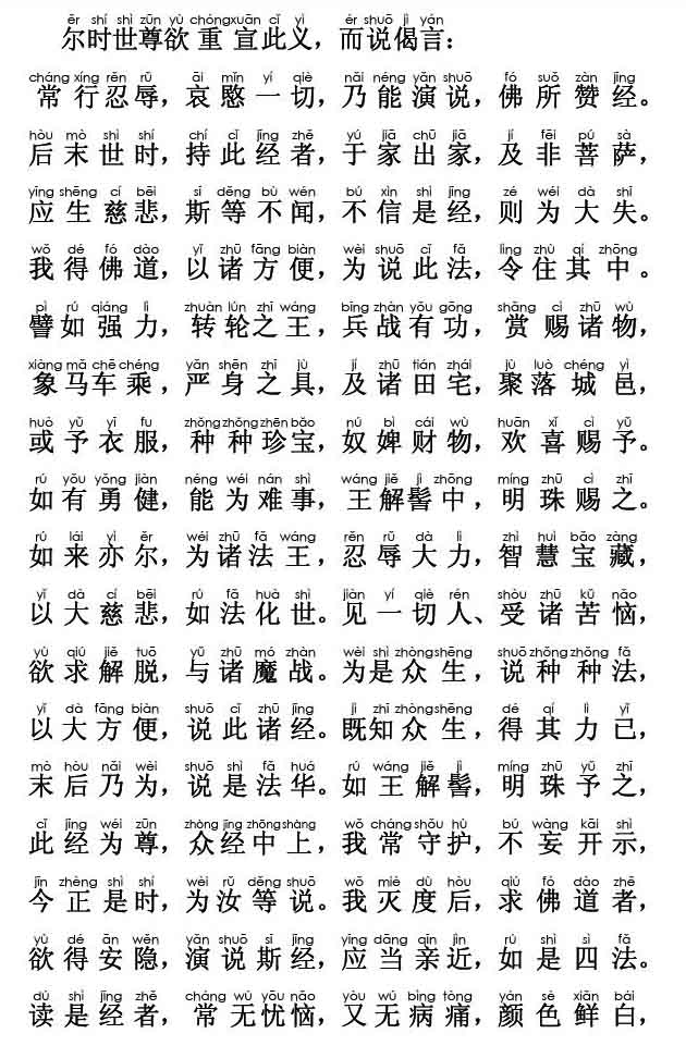 妙法莲华经卷第五；安乐行品第十四(注音版)