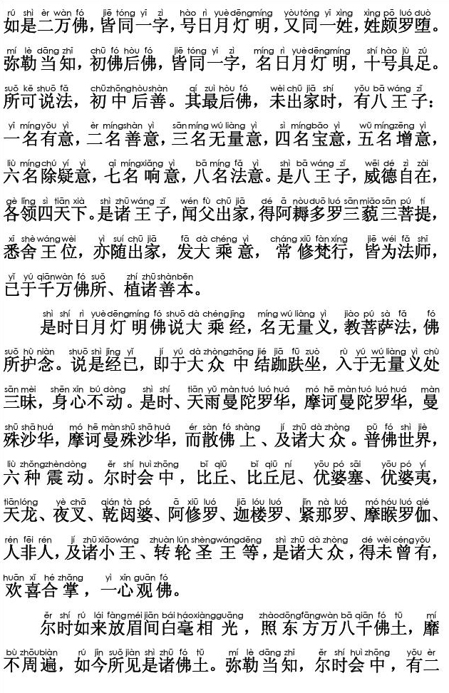 妙法莲华经卷第一；序品第一(注音版) 