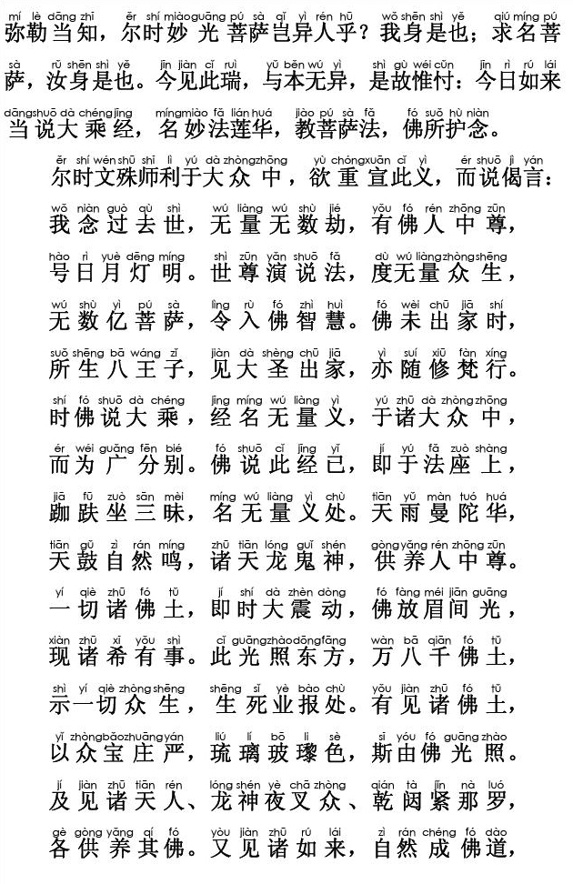 妙法莲华经卷第一；序品第一(注音版) 