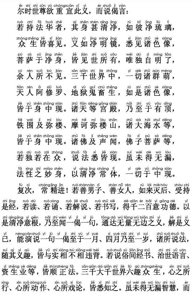 妙法莲华经卷第六；法师功德品第十九(注音版)