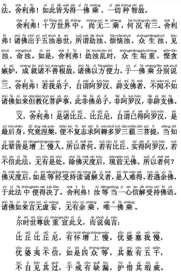 妙法莲华经卷第一；方便品第二(注音版) 