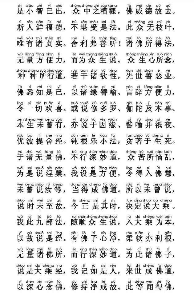 妙法莲华经卷第一；方便品第二(注音版) 