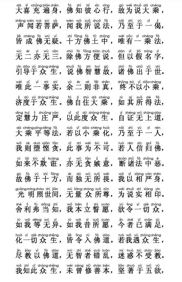 妙法莲华经卷第一；方便品第二(注音版) 