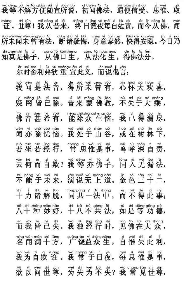 妙法莲华经卷第二；譬喻品第三(注音版) 