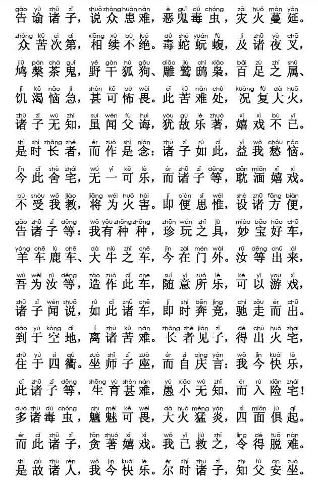 妙法莲华经卷第二；譬喻品第三(注音版) 