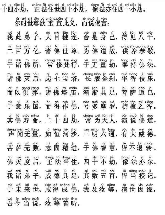 妙法莲华经卷第三；授记品第六(注音版)