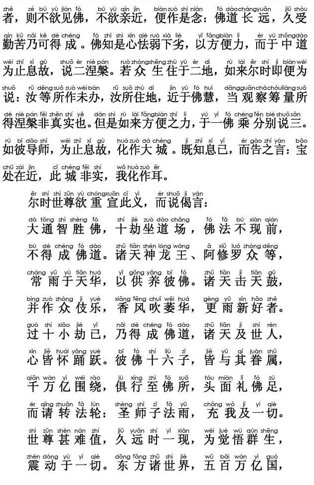 妙法莲华经卷第三；化城喻品第七(注音版) 